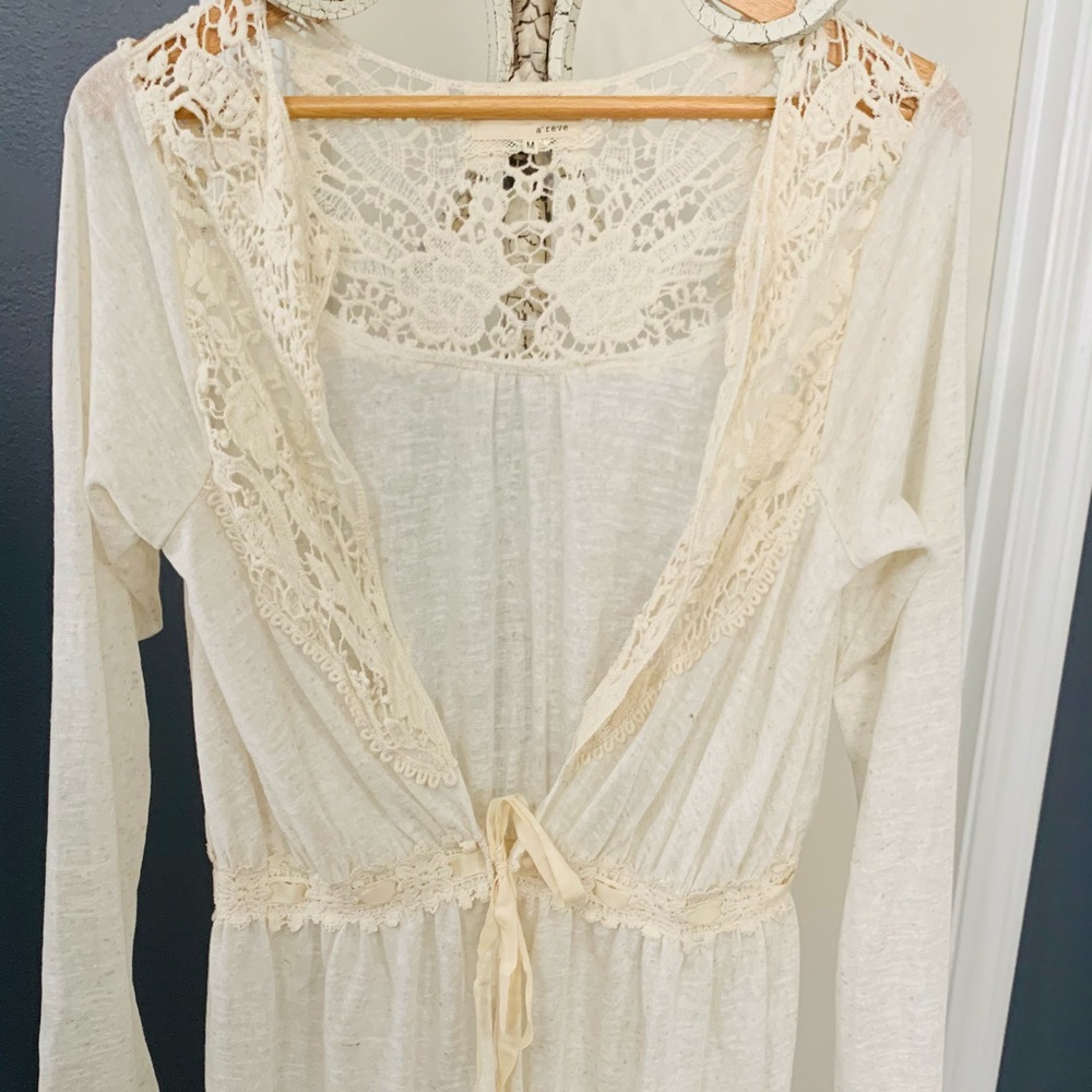 Lace wrap tie sweater